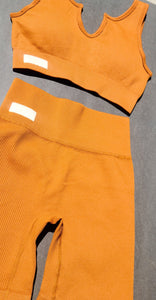 HK Fitness Biker Shorts Set - Caramel