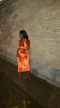 Load image into Gallery viewer, Khadijah Velvet Dress - Burnt Copper Orange