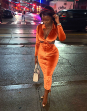 Load image into Gallery viewer, Khadijah Velvet Dress - Burnt Copper Orange